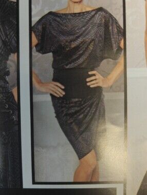 Black& Copper Metallic Draped Skirt And Top with Subtle Geometric Burnout